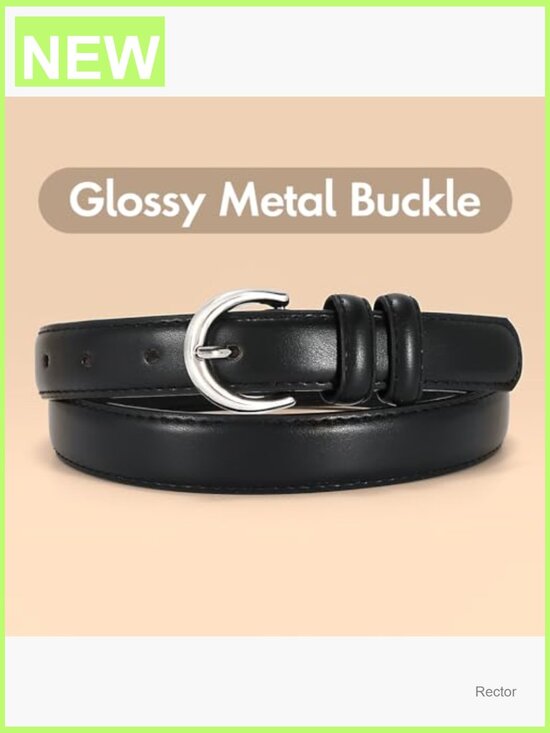 Faux Leather Skinny Belt with Single Prong Buckle for Jeans Pants Dresses main image 7